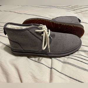 New UGG Neumel Chukka Mens Size 12 Natural Canvas Ankle Boots Gray  1117613